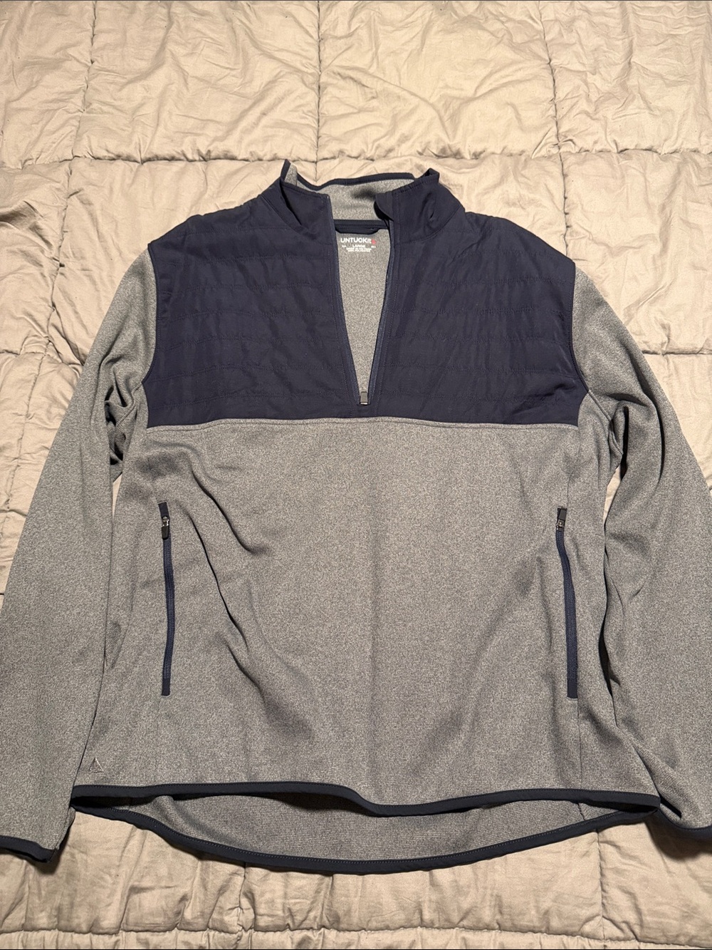 UNTUCKit Gray and Navy Quarter-Zip Pullover Sweater
